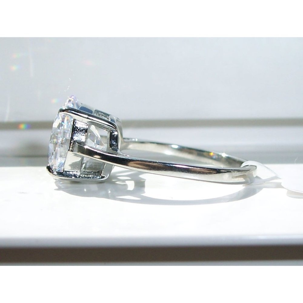 Round Cut Solitaire Ring Cubic Zirconia Stainless Steel Women's - Picture 11 of 16